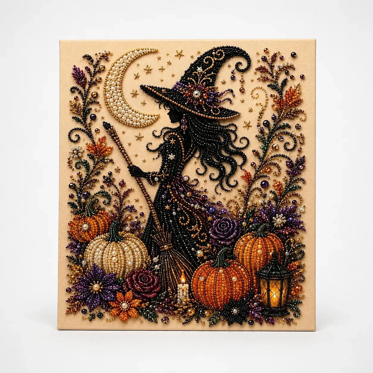 Halloween Faux Pearl Bead Craft Kit - Cozy DIY Wall Art