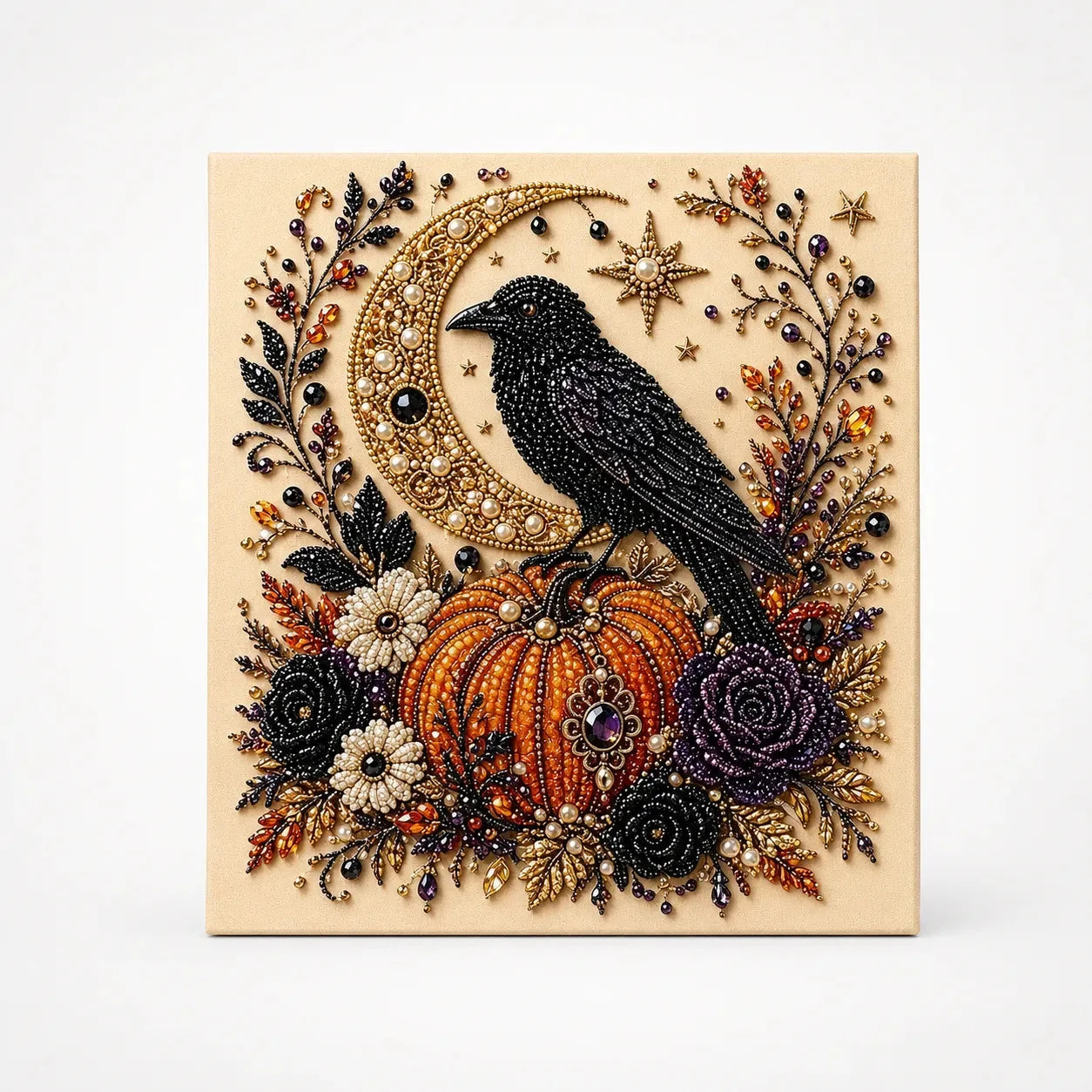 Halloween Faux Pearl Bead Craft Kit - Cozy DIY Wall Art