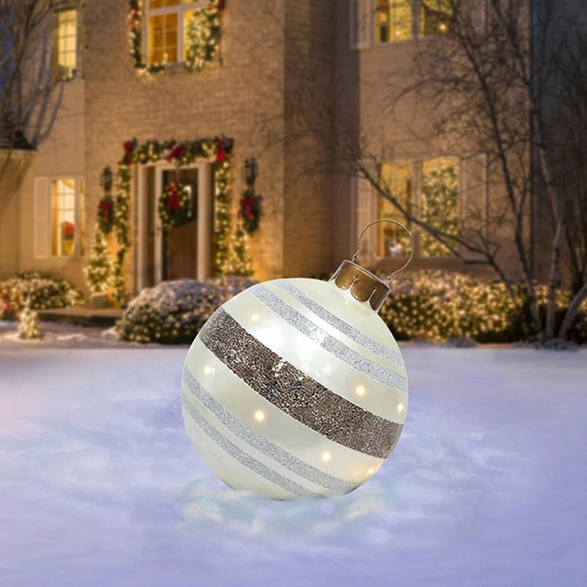 Inflatable Christmas Bauble with Snowflake Pattern