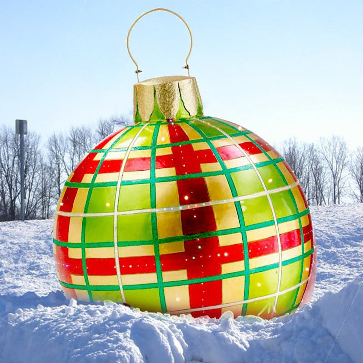 Inflatable Christmas Bauble with Snowflake Pattern