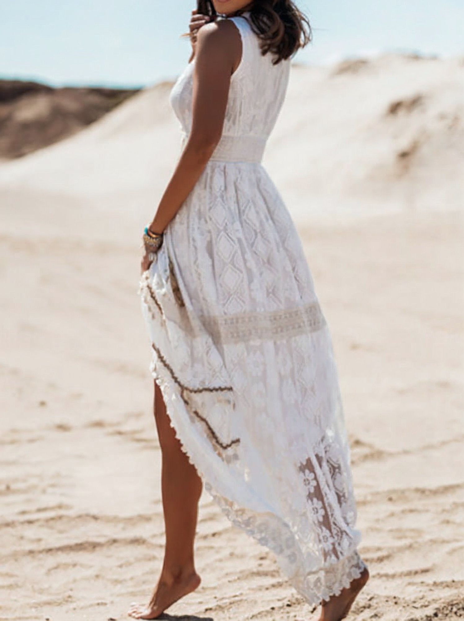 Image of Kay | Women's Sleeveless Lace Maxi Dress