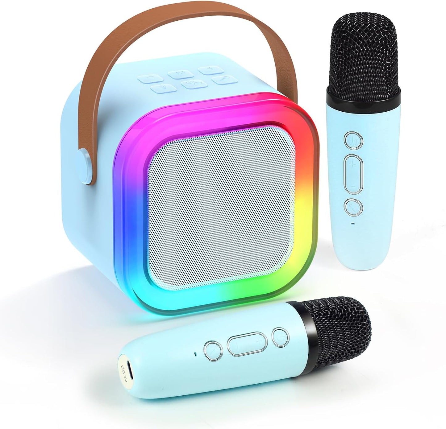 Kids Portable Mini Karaoke Machine with Wireless Microphones & LED Lights
