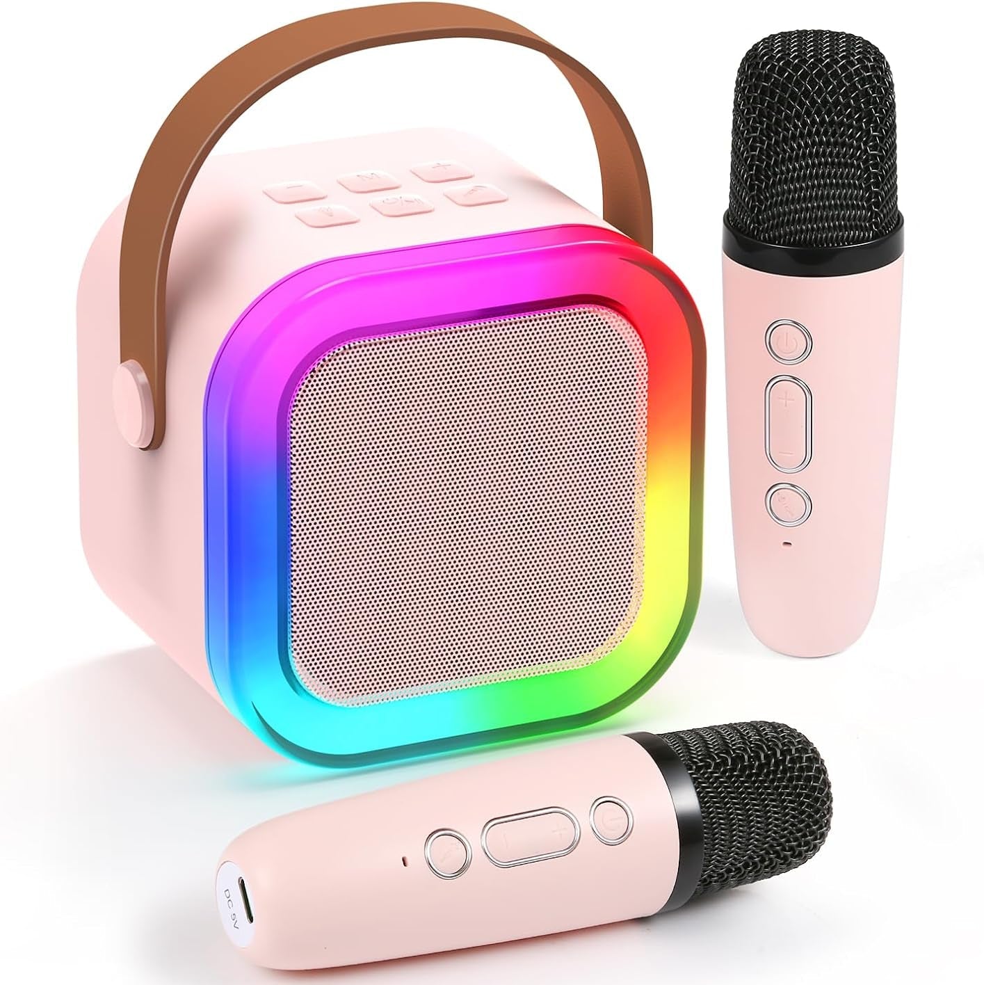 Kids Portable Mini Karaoke Machine with Wireless Microphones & LED Lights