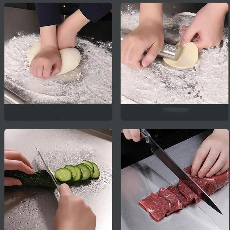 Kitchen Cutting Board Stainless Steel with Non-Slip Base