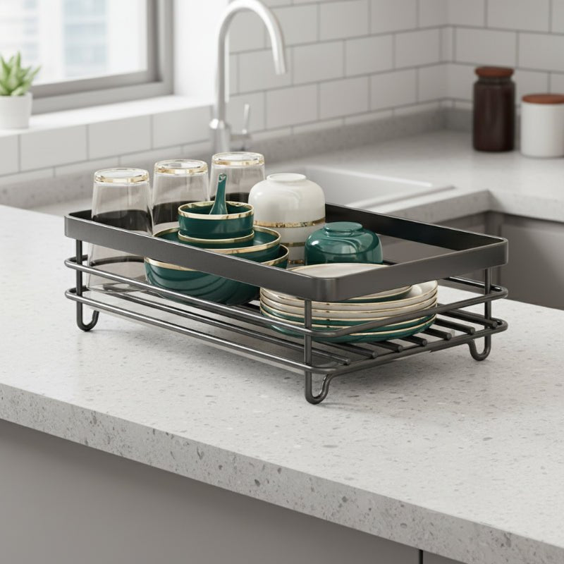 KITCHENFORM – Foldable stainless steel dish rack, space-saving design for modern kitchens