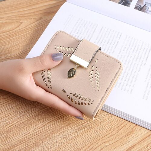 Leather Wallet with Golden Leaves