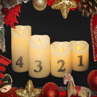 LED Advent Candles with Timer and Remote Control - Set of 4 - 3D Flame