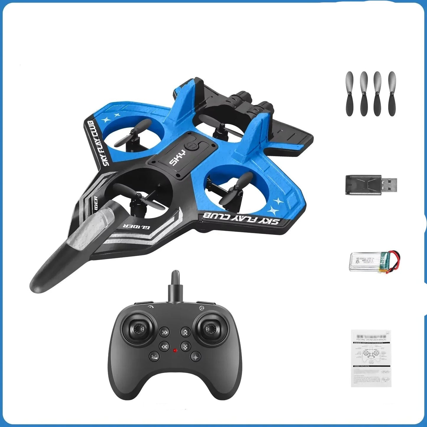 Lightweight RC Plane with Gyroscopic Stabilization and LED Lights – Ideal for Beginners and Kids