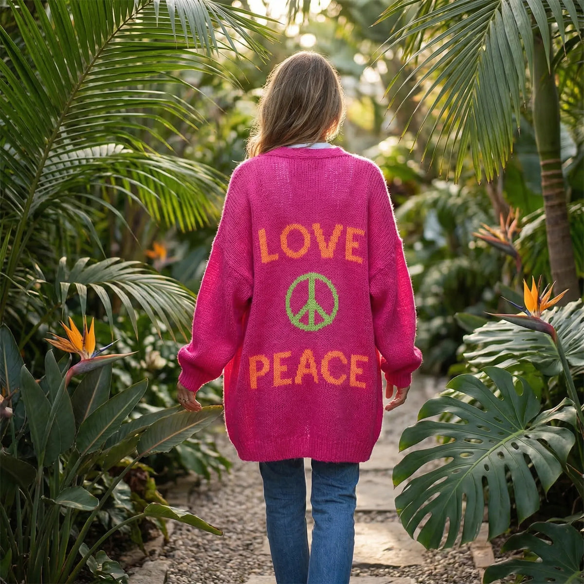 Long Oversized Bohemian Knit Cardigan