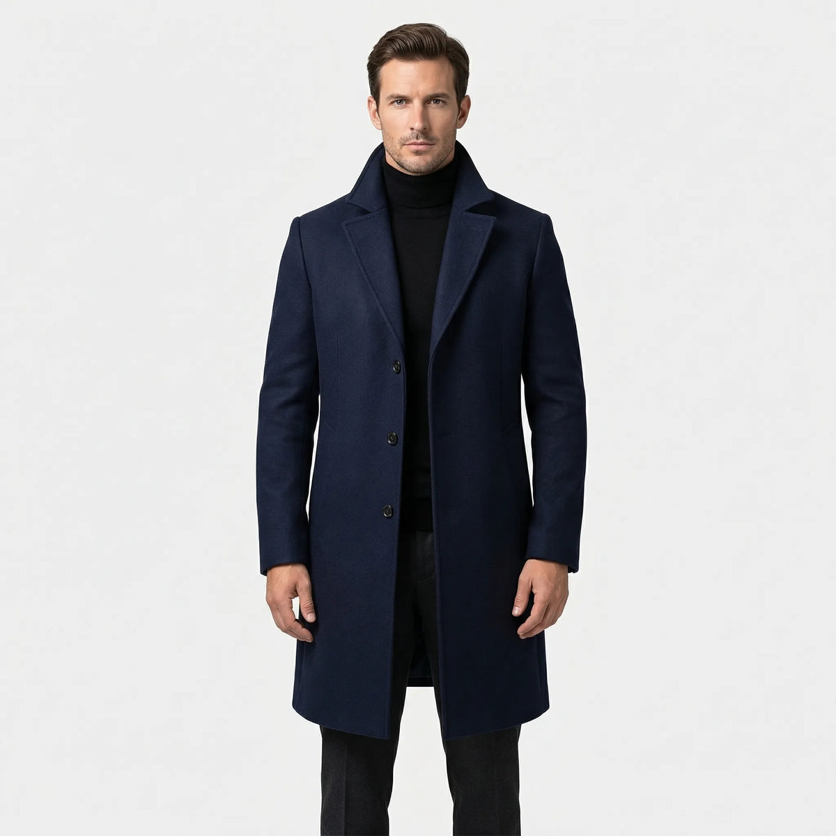 Long Single-Breasted Coat with Lapels - Russell