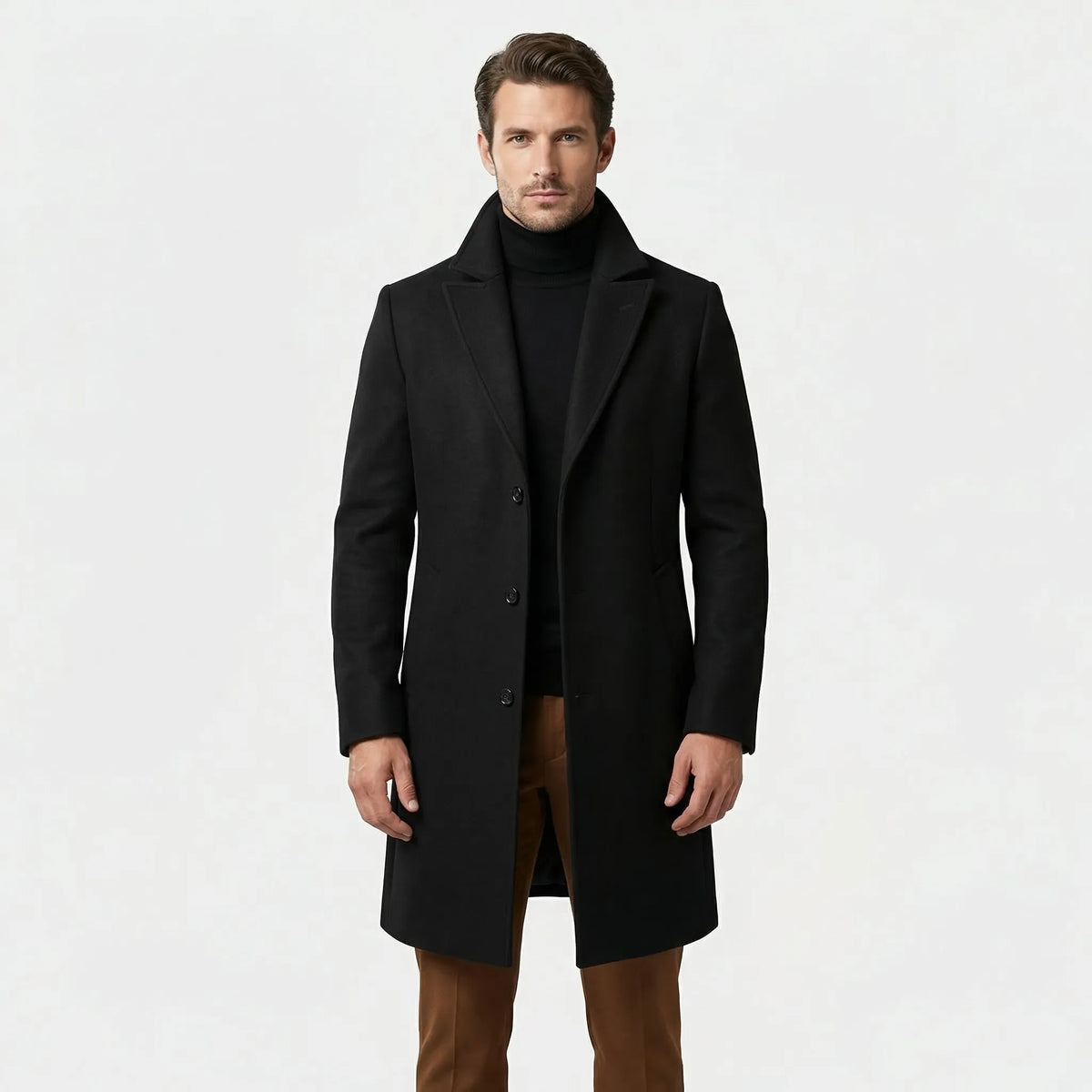 Long Single-Breasted Coat with Lapels - Russell