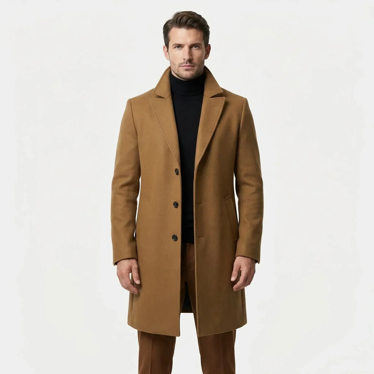 Long Single-Breasted Coat with Lapels - Russell