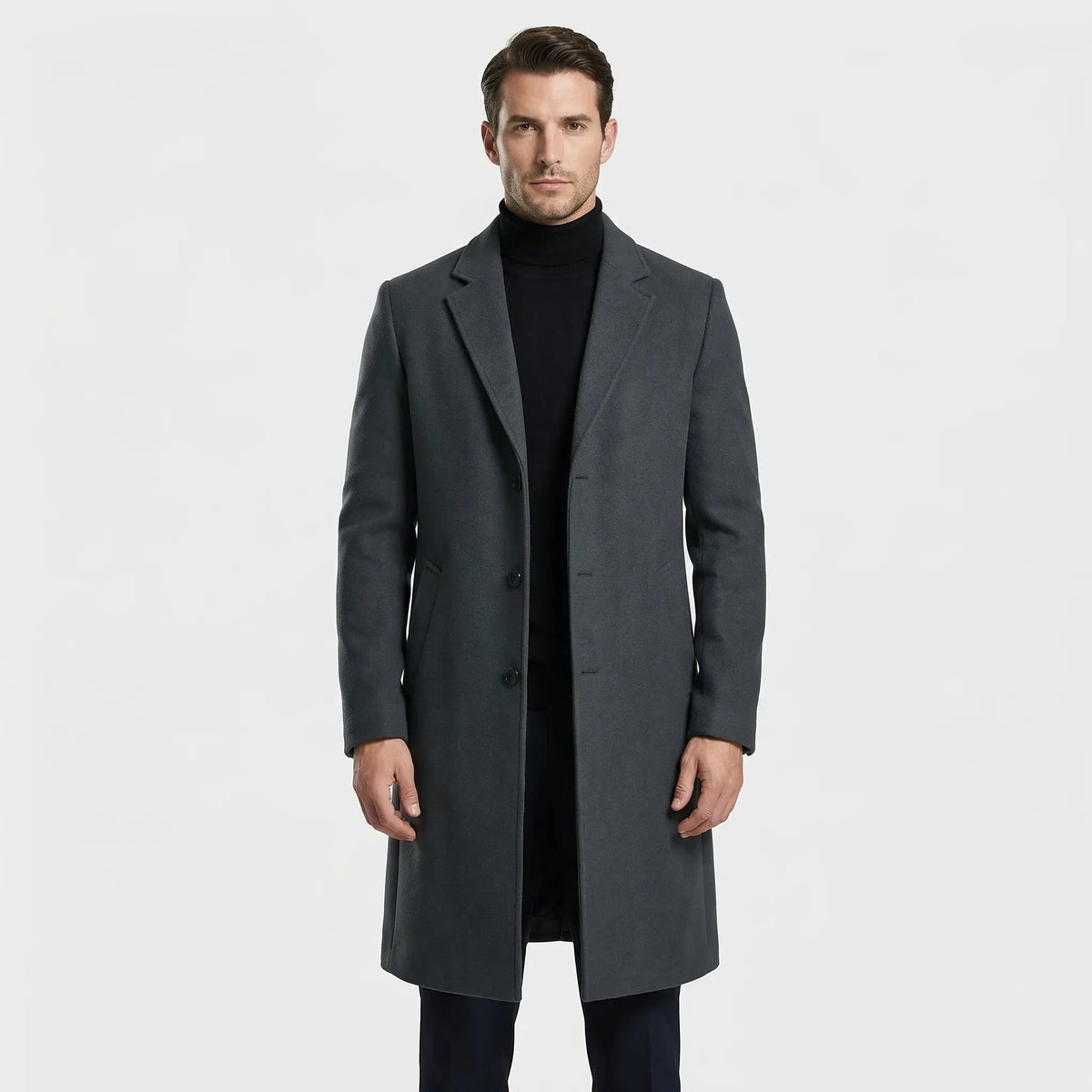 Long Single-Breasted Coat with Lapels - Russell