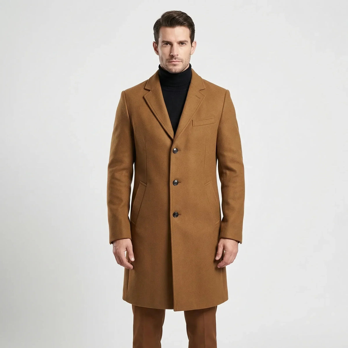 Long Single-Breasted Coat with Lapels - Russell