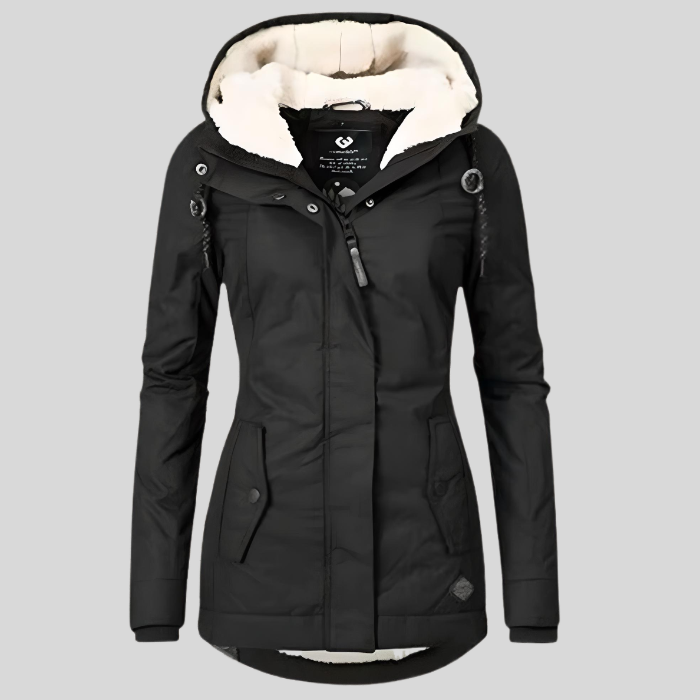 Long Thick Hooded Winter Coat Jacket with Faux Fur Lining