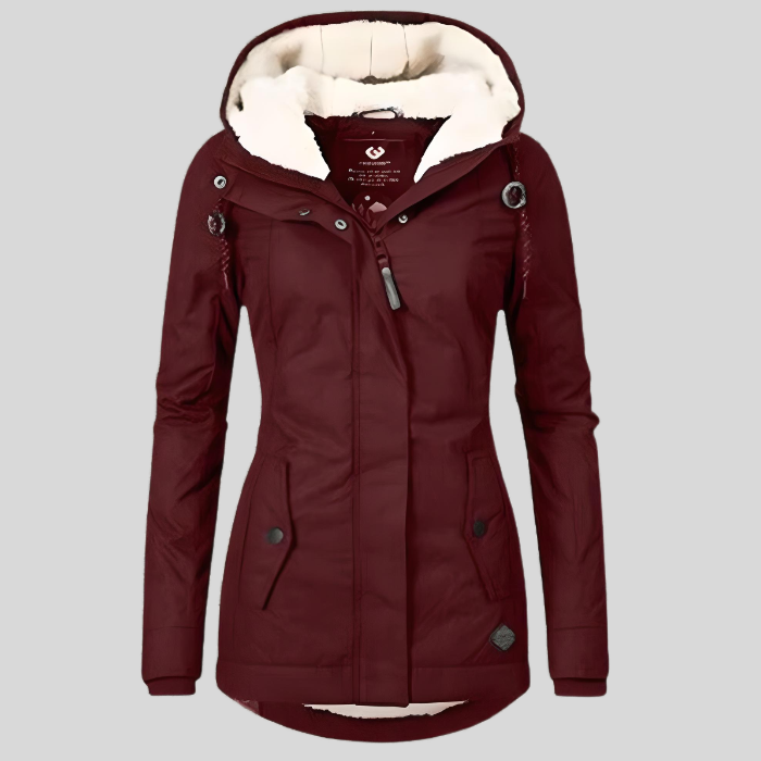 Long Thick Hooded Winter Coat Jacket with Faux Fur Lining