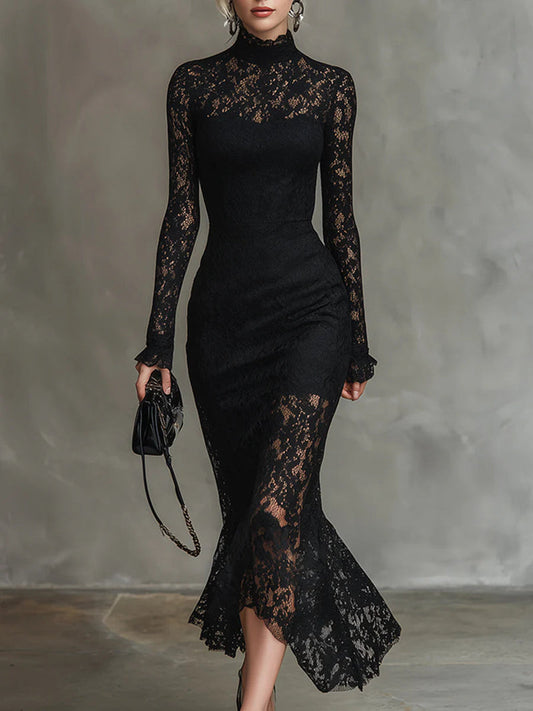 Image of Mandy | Women's Lace Long Sleeve Midi Dress