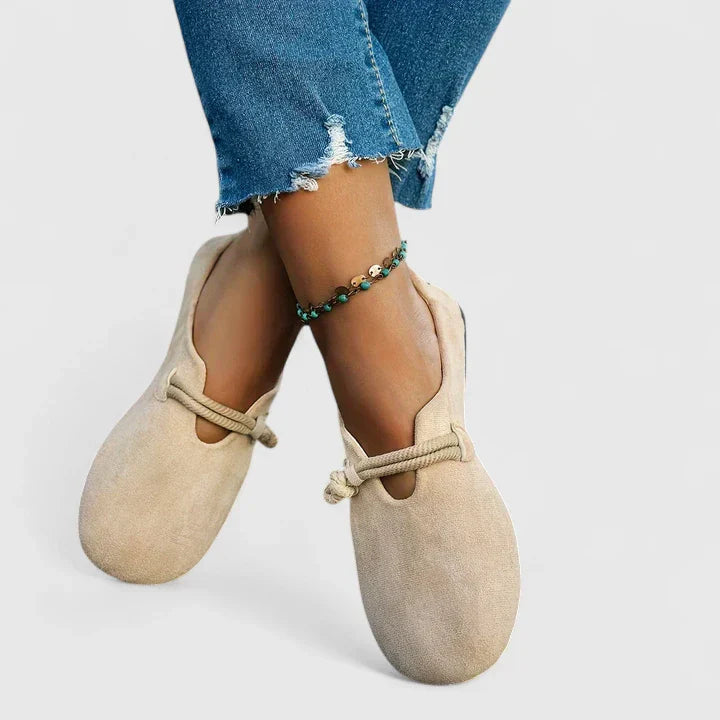 Image of Martha | Women's Slip-On Ballet Flats with Ankle Tie