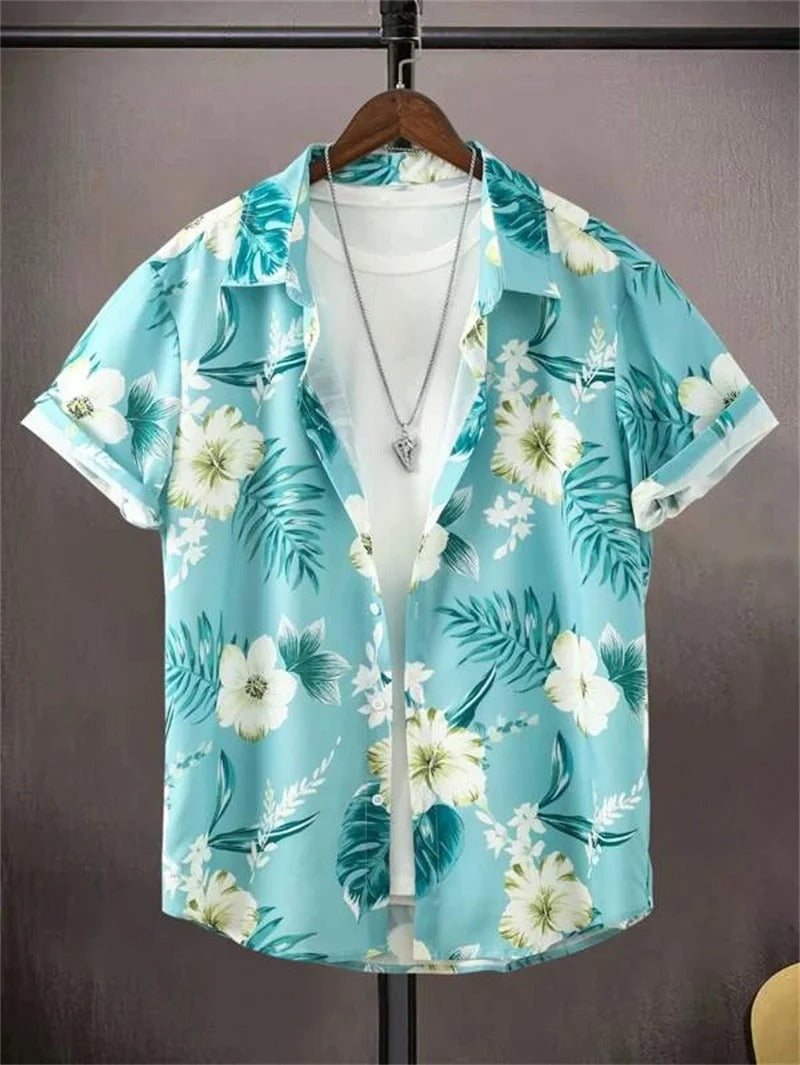 Men's 3D Floral Print Hawaiian Shirt