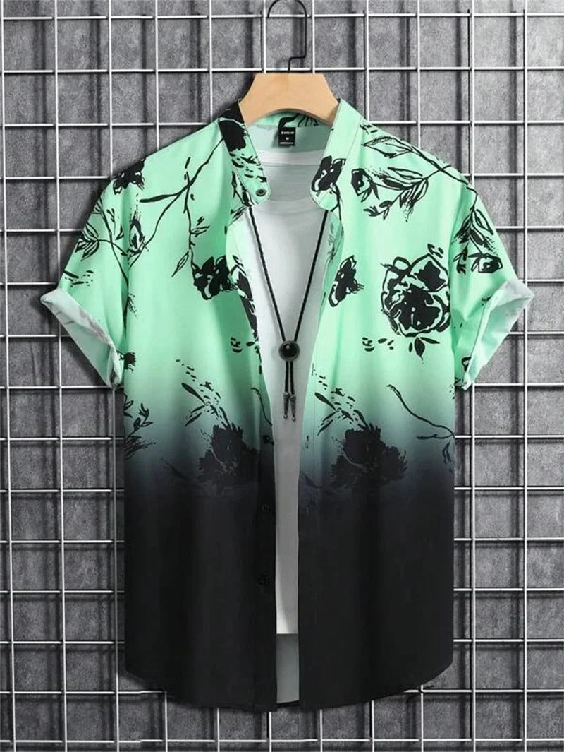 Men's 3D Floral Print Hawaiian Shirt