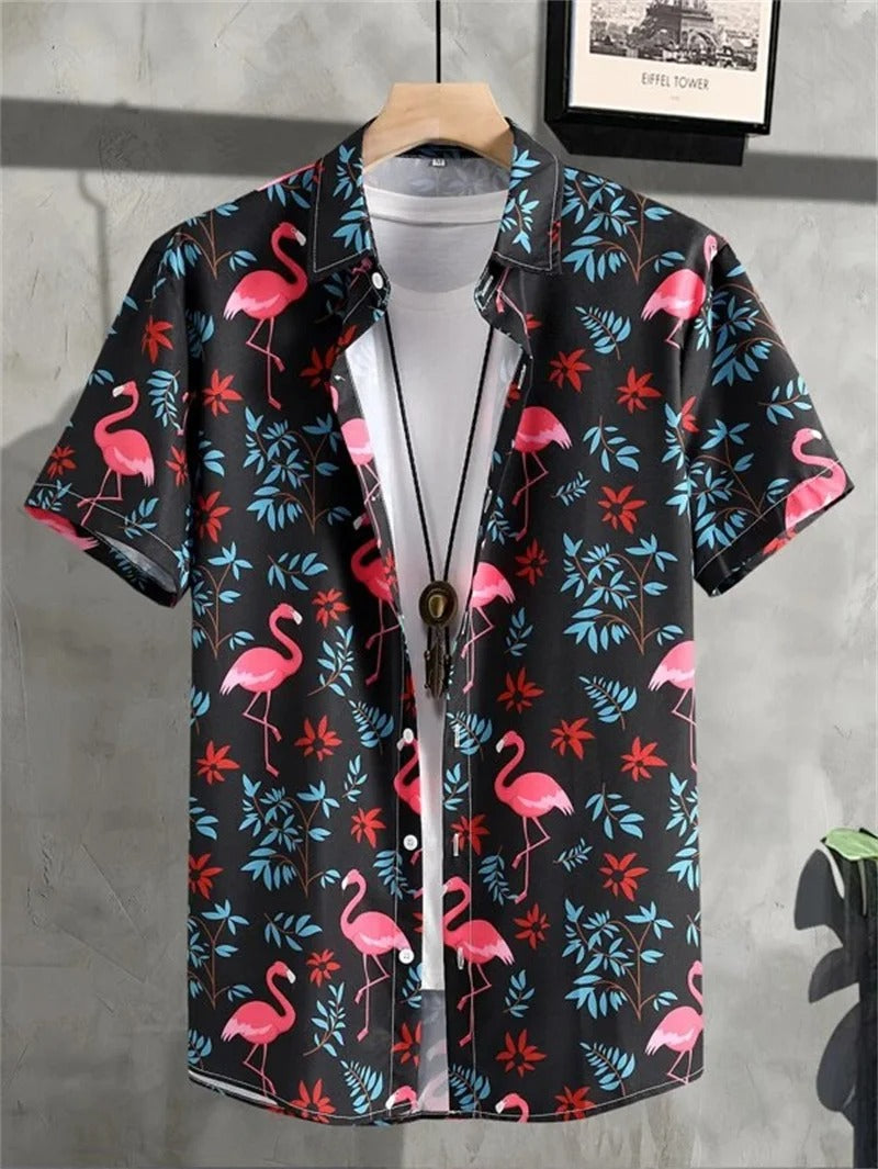 Men's 3D Floral Print Hawaiian Shirt