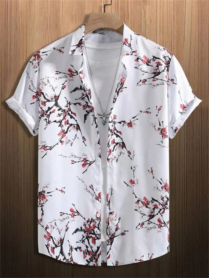 Men's 3D Floral Print Hawaiian Shirt