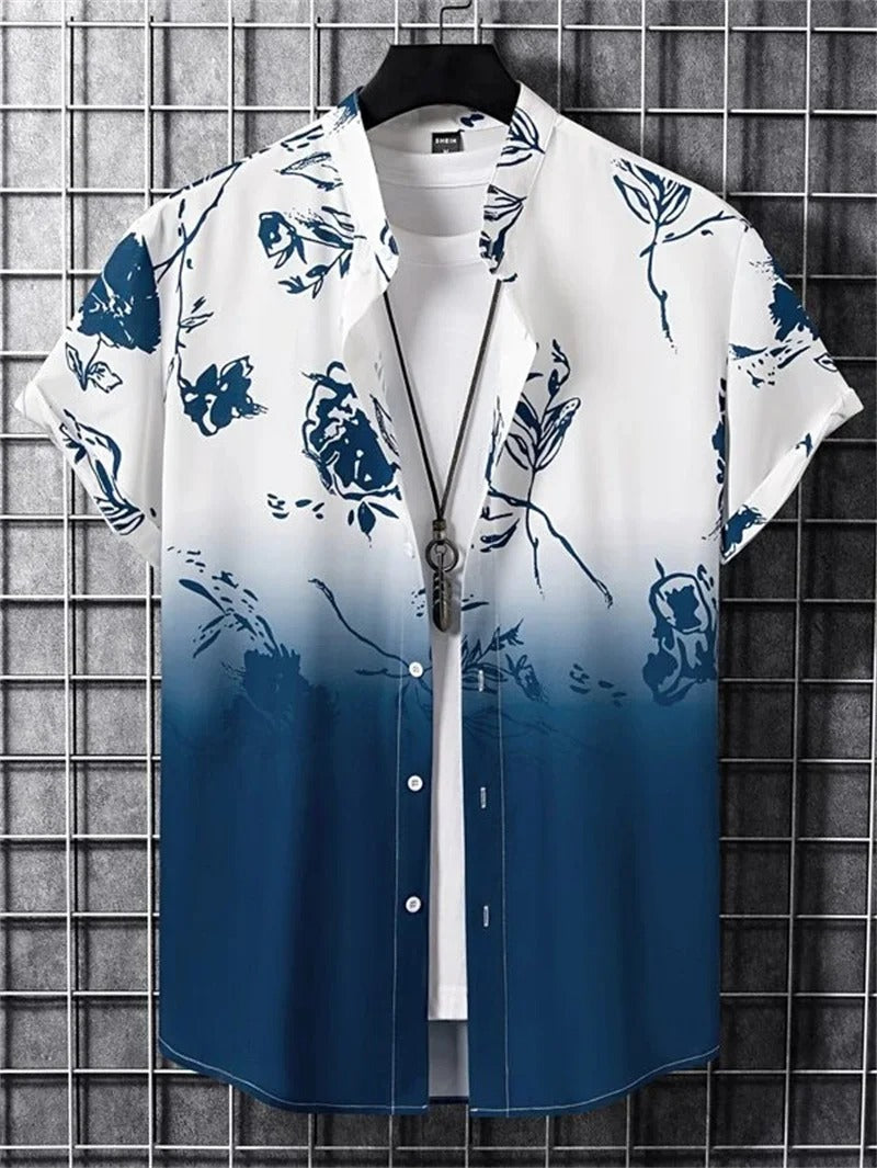 Men's 3D Floral Print Hawaiian Shirt