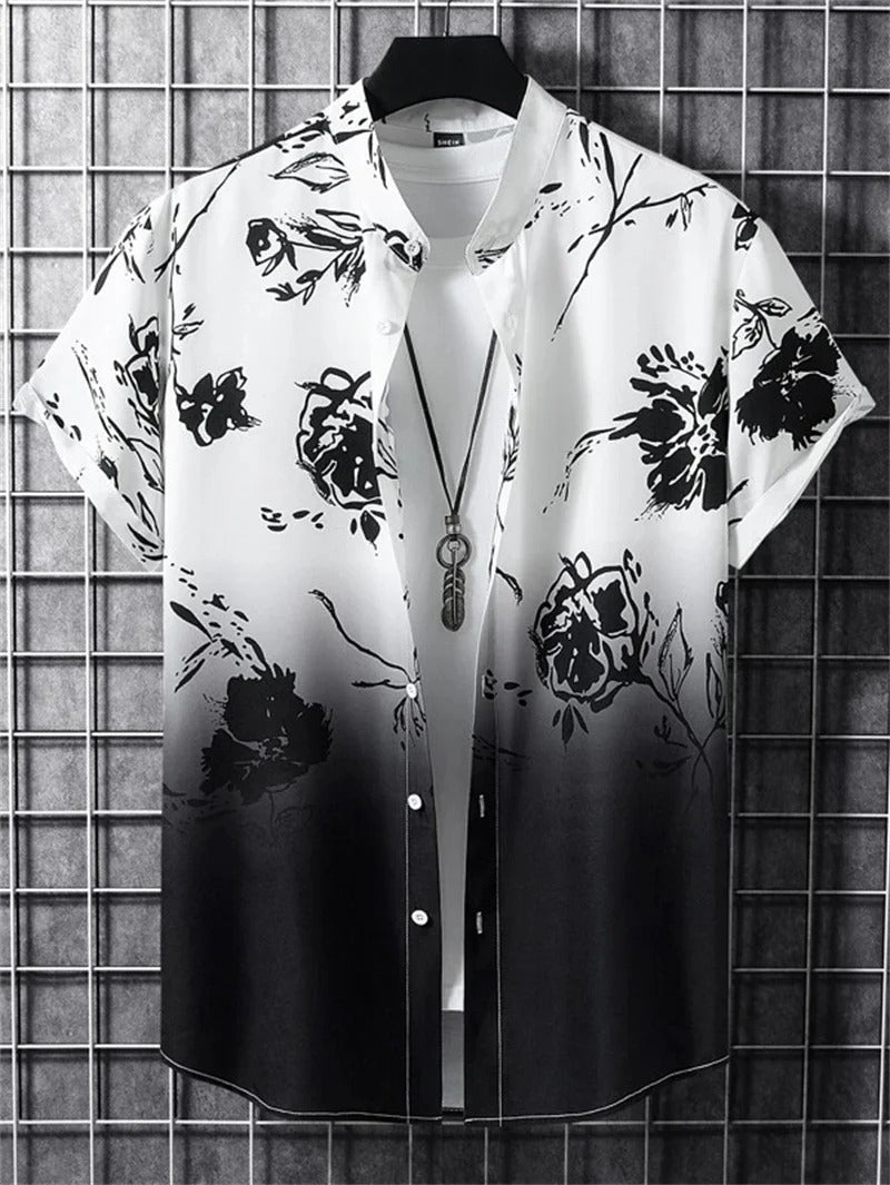 Men's 3D Floral Print Hawaiian Shirt