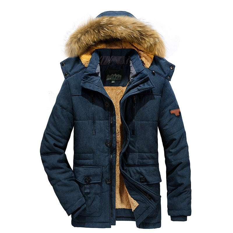 Men's Arctic Utility Parka with Full Teddy Lining, Two-Way Zipper and Detachable Fur Hood