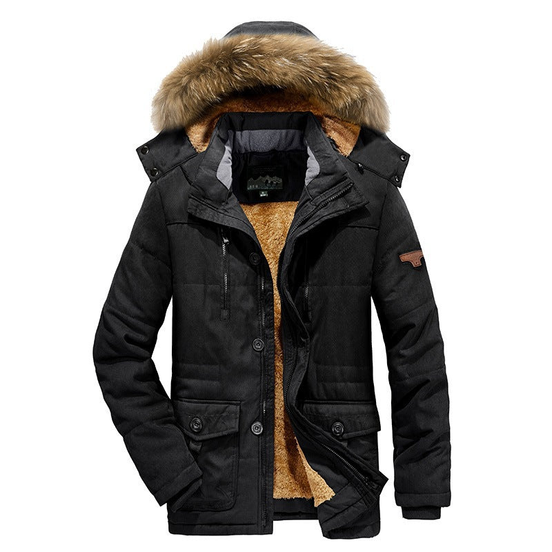 Men's Arctic Utility Parka with Full Teddy Lining, Two-Way Zipper and Detachable Fur Hood