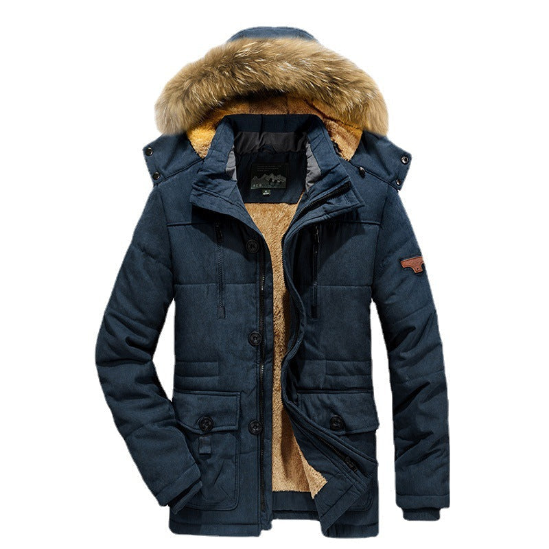 Men's Arctic Utility Parka with Full Teddy Lining, Two-Way Zipper and Detachable Fur Hood