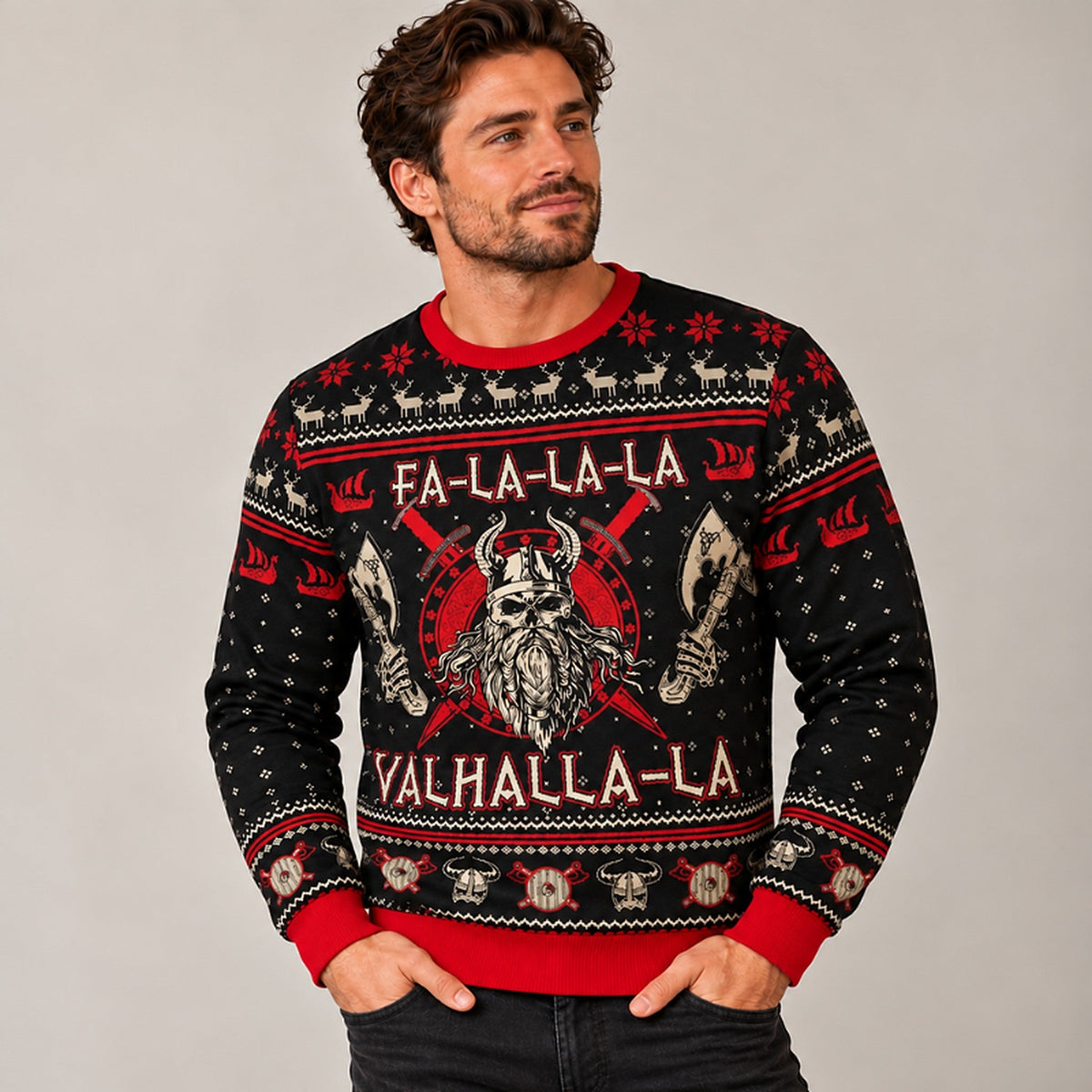 Men's Christmas Sweater - Viking Design as Sweater, Hoodie or Cardigan
