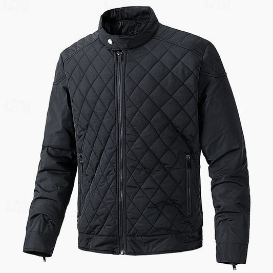 Men's Diamond-Quilted Stand-Collar Full-Zip Jacket