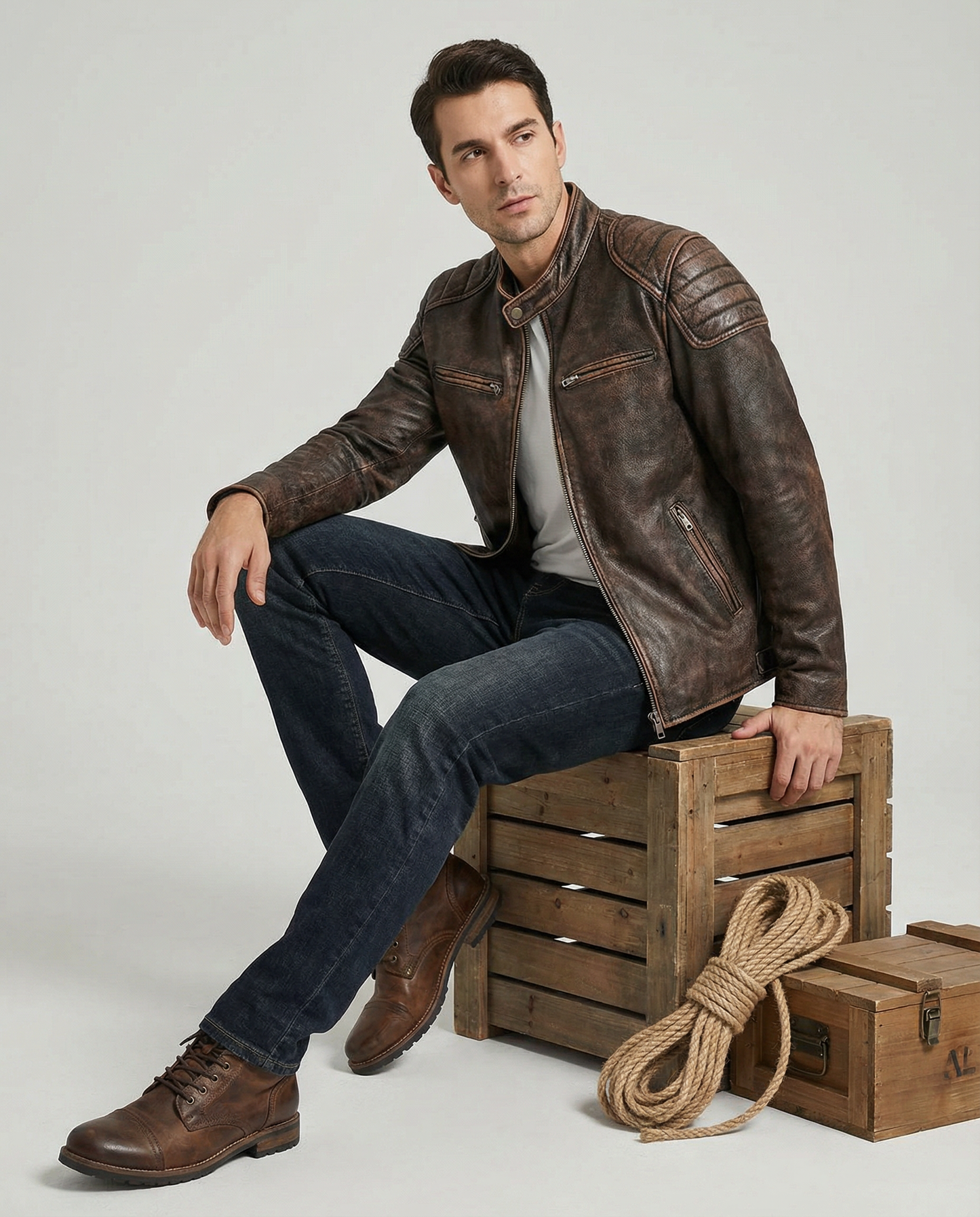 Men's Durable Full-Grain Leather Jacket for Everyday Wear