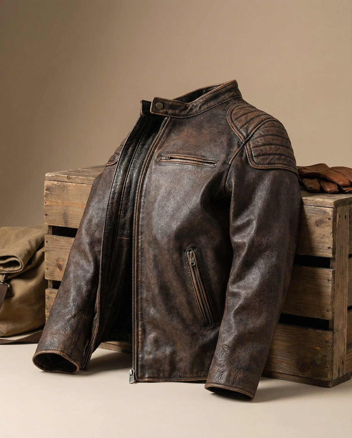 Men's Durable Full-Grain Leather Jacket for Everyday Wear