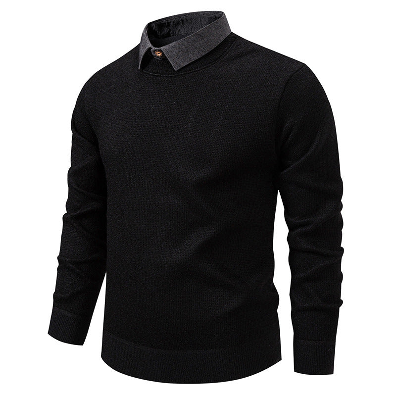 Men's Fine Knit Sweater with Modern Collar & Elegant Design | Wearclo