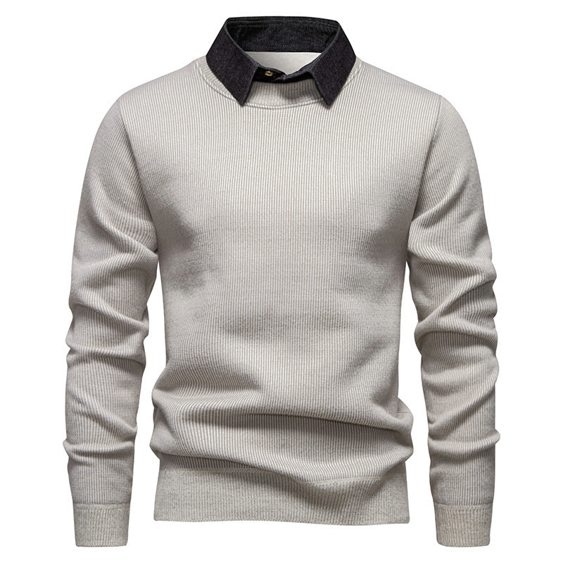 Men's Fine Knit Sweater with Modern Collar & Elegant Design | Wearclo