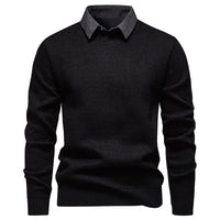 Wearclo | Men's Knit Pullover with Collar Accent