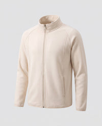 Men's Fleece Jacket with Stand-Up Collar and Wind Protection