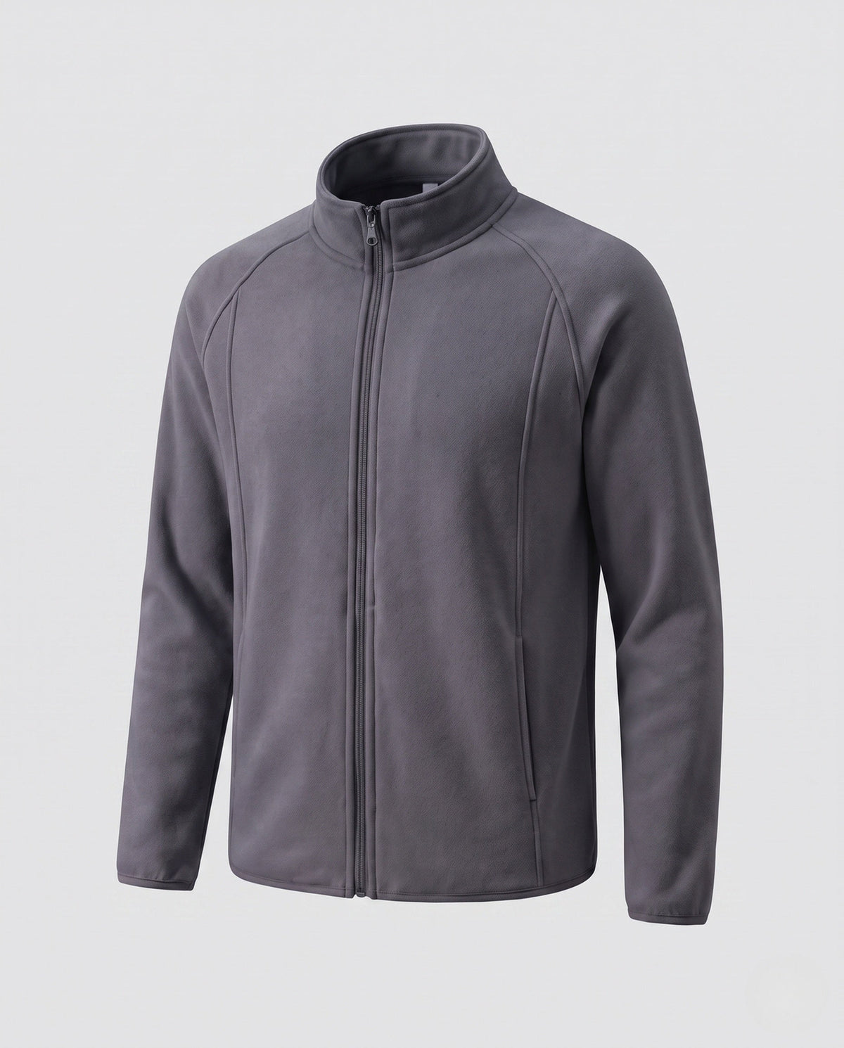 Men's Fleece Jacket with Stand-Up Collar and Wind Protection
