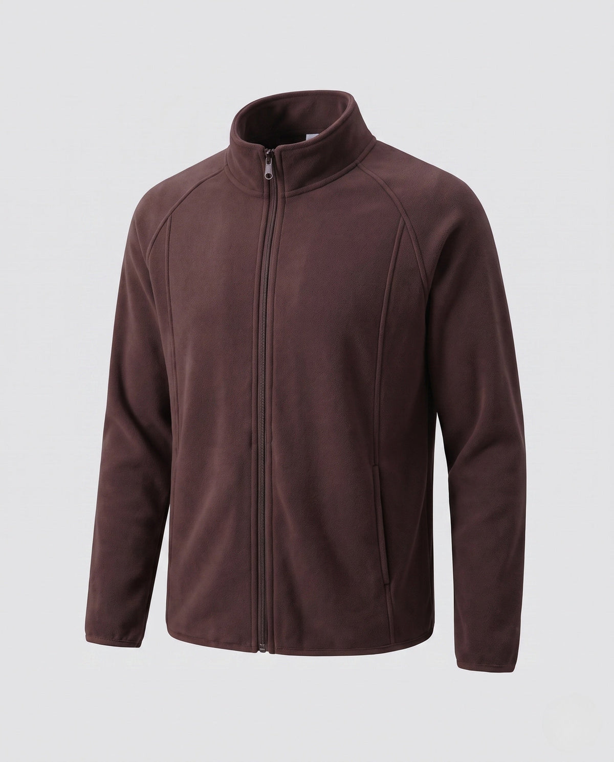 Men's Fleece Jacket with Stand-Up Collar and Wind Protection