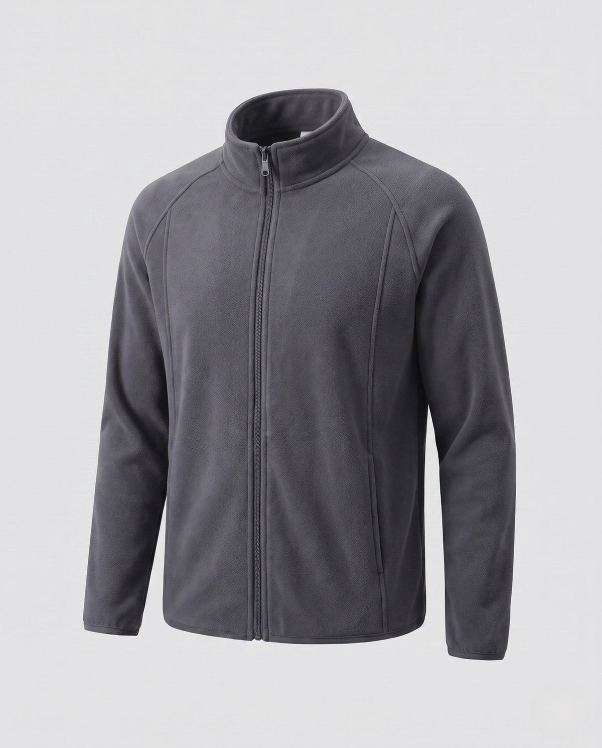 Men's Fleece Jacket with Stand-Up Collar and Wind Protection