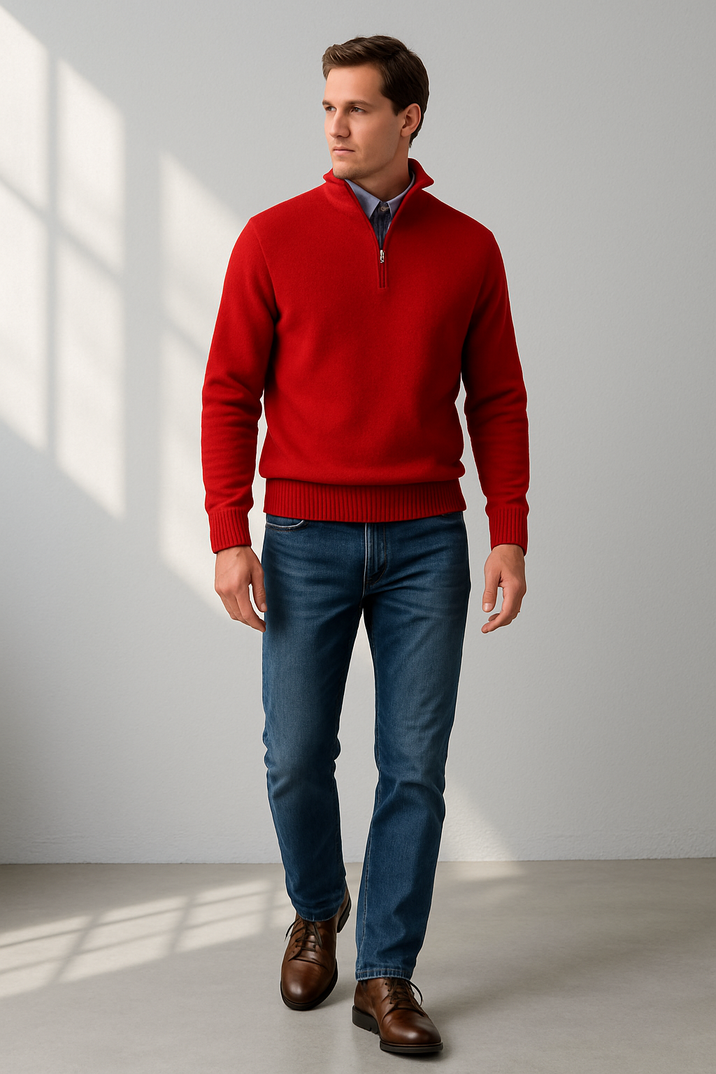 Men's Half-Zip Knit Sweater in Soft Fabric
