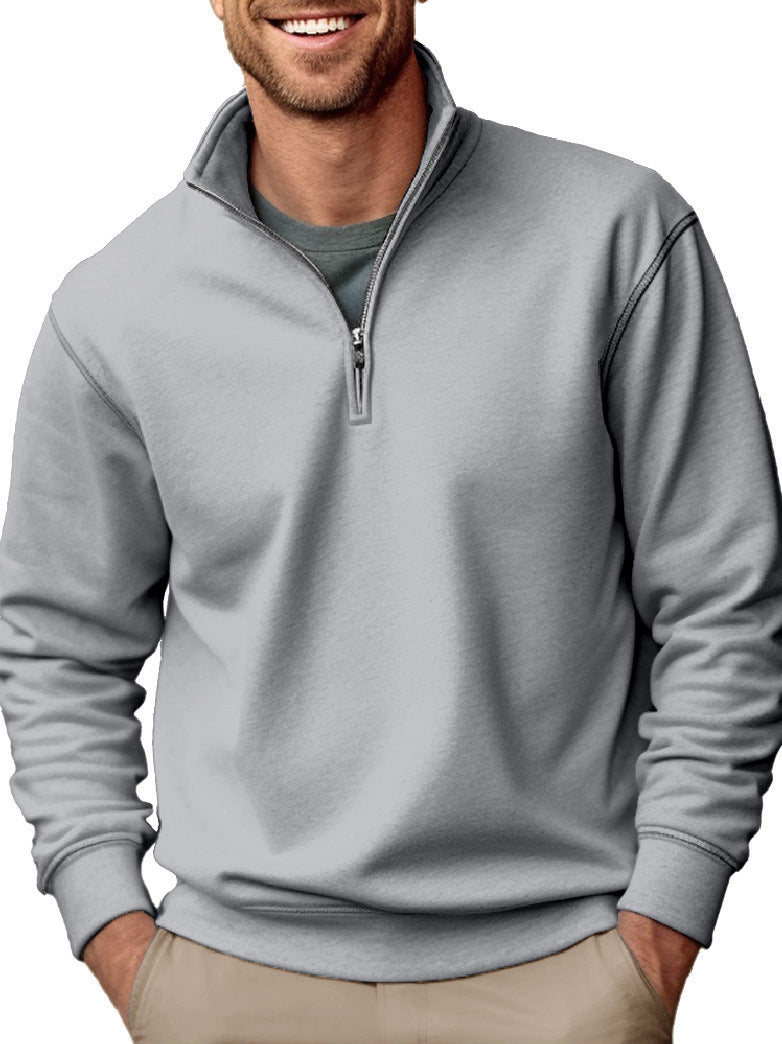 Men's Half-Zip Stand-Collar Sweatshirt with Soft Fleece Lining