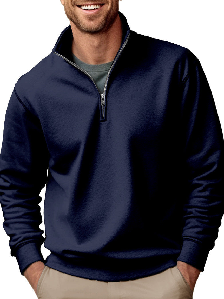 Men's Half-Zip Stand-Collar Sweatshirt with Soft Fleece Lining