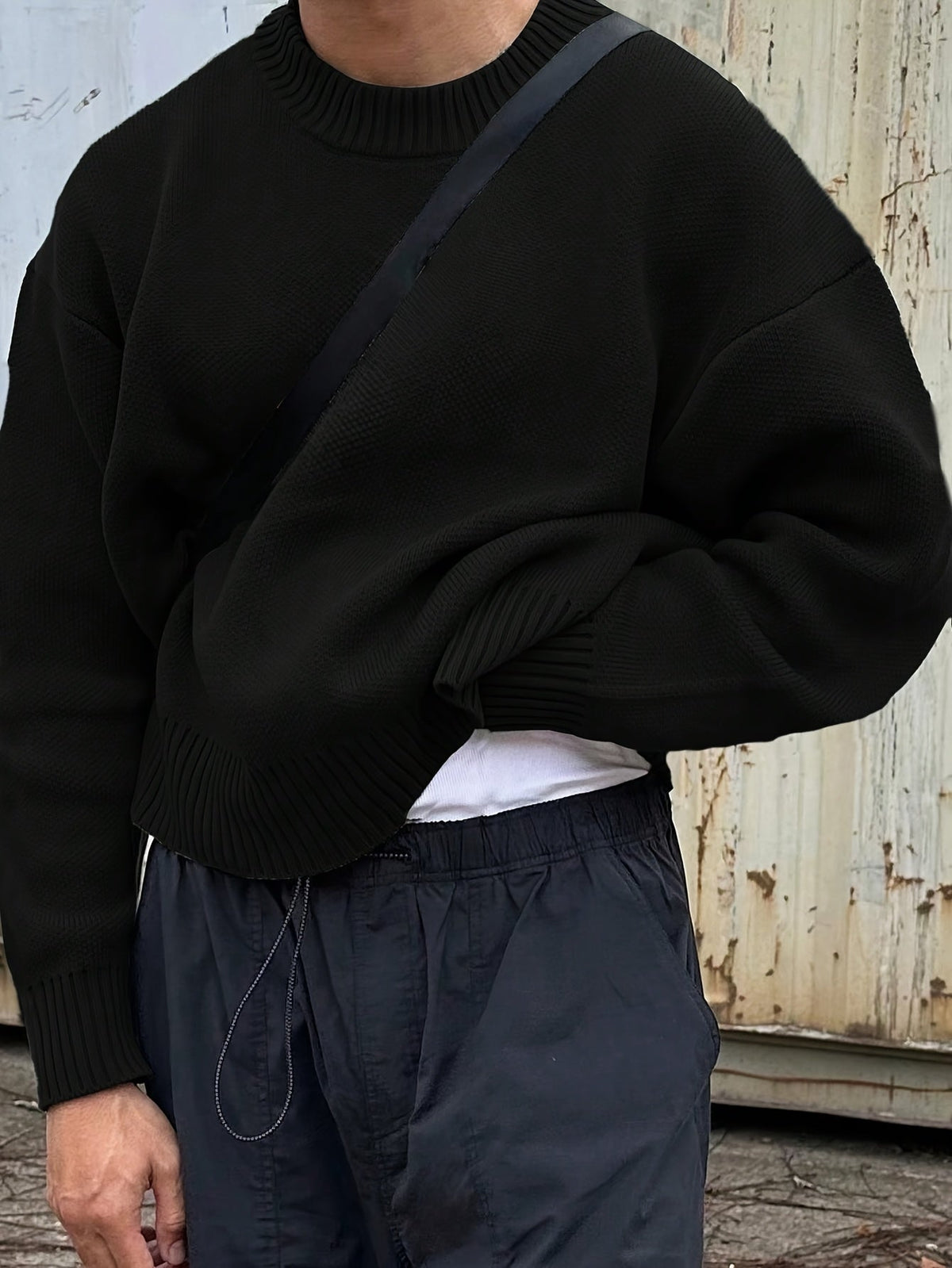 Men's Long-Sleeve Rib-Knit Crewneck Sweater
