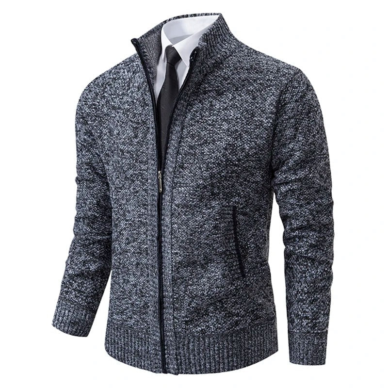 Men's Merino Wool Full-Zip Mock Neck Sweater