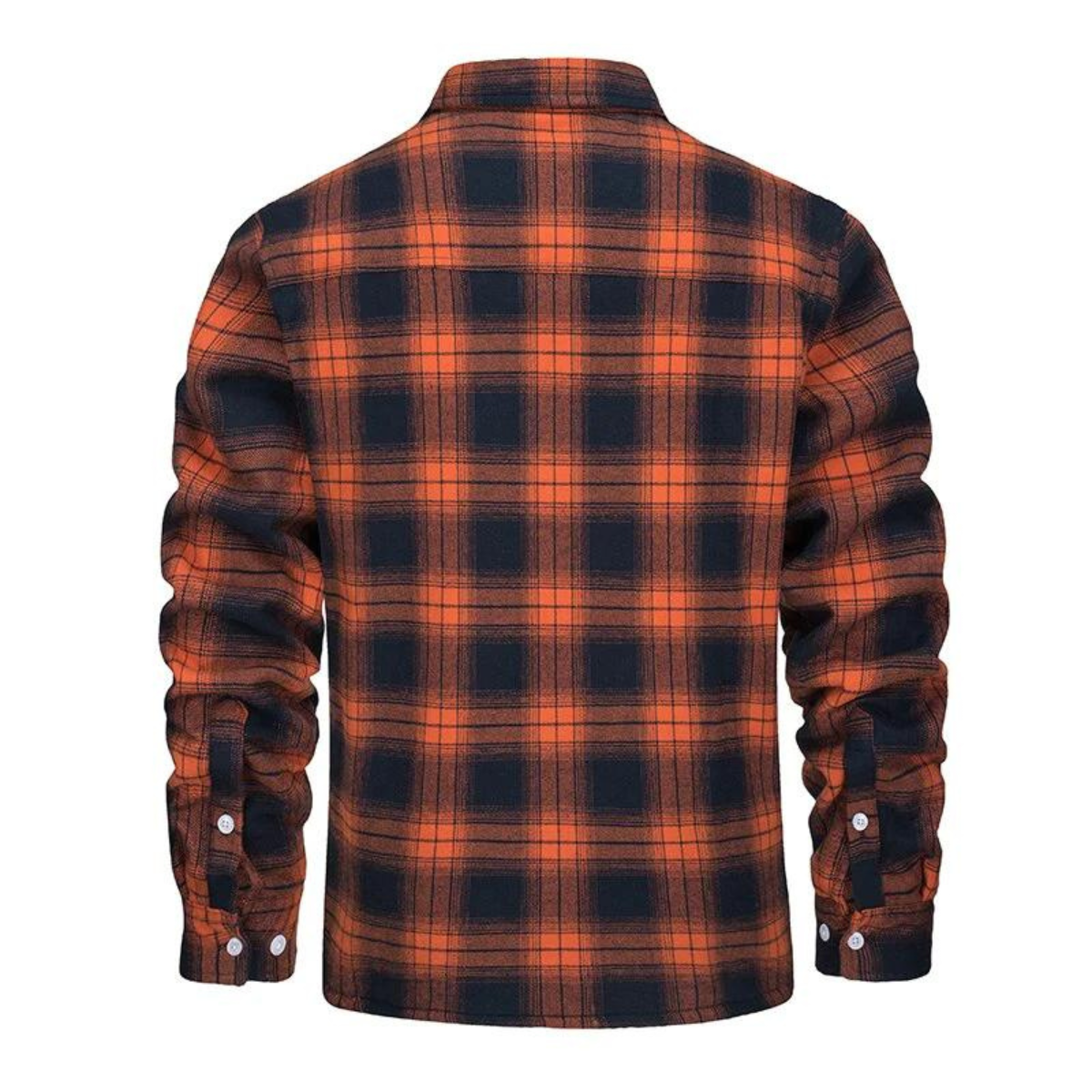 Men's Plaid Fleece-Lined Winter Jacket with Buttons