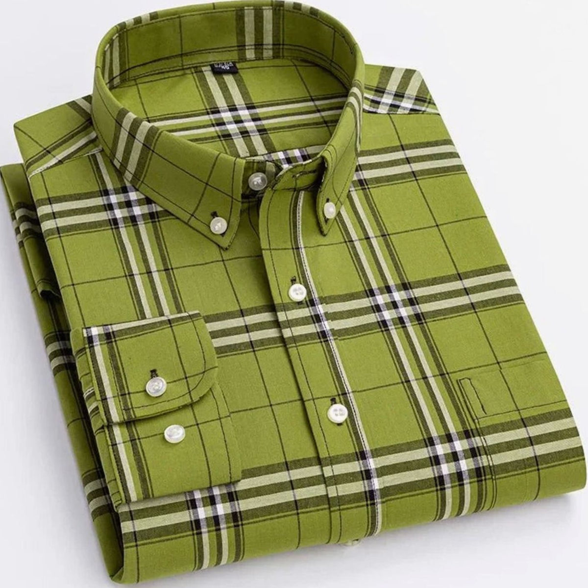Men's Plaid Long-Sleeve Button-Down Shirt