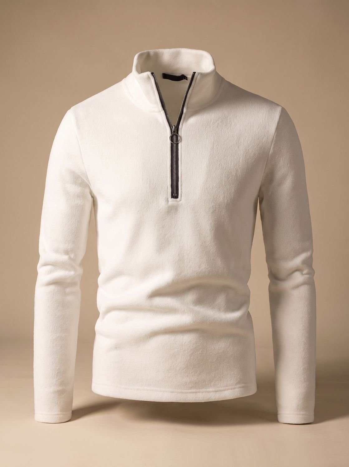 Men's Quarter-Zip Mock Neck Fine-Knit Pullover Sweater